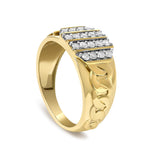 Men's 14K Yellow Gold Plated Sterling Silver Diamond 1/2 Cttw Cuban-Link Band Ring-4 thumbnail 5