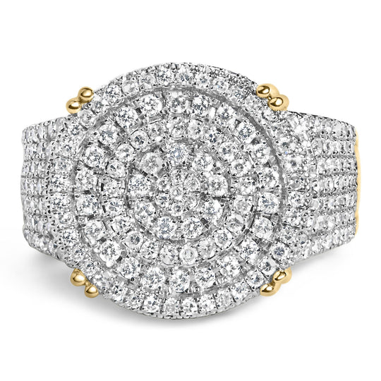 Men's 10K Yellow Gold 2-1/10 Cttw Diamond Concentric Circles Cocktail Ring-0
