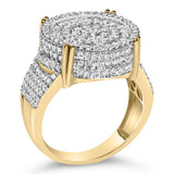 Men's 10K Yellow Gold 2-1/10 Cttw Diamond Concentric Circles Cocktail Ring-3 thumbnail 4