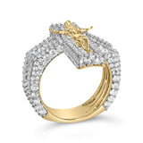 Men's 10K Yellow Gold 5-2/5 Cttw Diamond Jesus Crucifix Cross Cocktail Ring-3 thumbnail 4