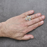 Men's 10K Yellow Gold 5-2/5 Cttw Diamond Jesus Crucifix Cross Cocktail Ring-2 thumbnail 3