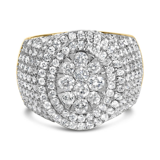 Men's 10K Yellow Gold 2-1/2 Cttw Round Diamond Cluster Cocktail Ring-0