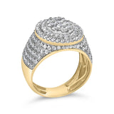 Men's 10K Yellow Gold 2-1/2 Cttw Round Diamond Cluster Cocktail Ring-3 thumbnail 4