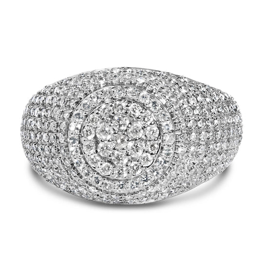 Men's 10K Yellow Gold 1 1/2 Cttw Diamond Cluster Dome Band Ring-0