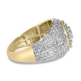 Men's 10K Yellow Gold 1 1/2 Cttw Diamond Cluster Dome Band Ring-1 thumbnail 2