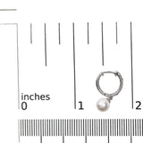10K White Gold 6x6 MM Cultured Freshwater Pearl and Diamond Accent Drop Huggy Earring (H-I Color, I1-I2 Clarity)-4 thumbnail 5