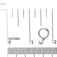 10K White Gold 6x6 MM Cultured Freshwater Pearl and Diamond Accent Drop Huggy Earring (H-I Color, I1-I2 Clarity)