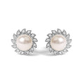 10K white gold ring with pear diamond halo and center pearl