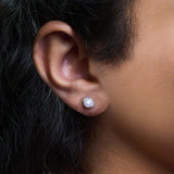 10K White Gold 4.5mm Cultured Freshwater Pearl and 1/7 Cttw Diamond Halo Stud Earring (I-J Color, I1-I2 Clarity)-2 thumbnail 3