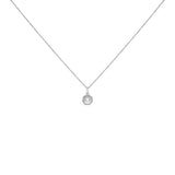 10K white gold pendant necklace with cultured pearl and pear diamond halo thumbnail 1
