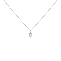 10K White Gold 5MM Cultured Pearl and Diamond Accent Halo Pendant Necklace