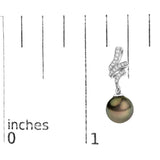 14K White Gold 9MM Cultured Black Pearl and Diamond Accent Drop and Dangle Earrings (I-J Color, SI1-SI2 Clarity)-4 thumbnail 5
