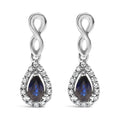 10K white gold earrings with pear blue sapphire and diamond stones