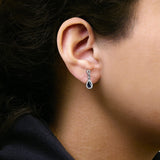 10K White Gold Pear Cut Blue Sapphire and 1/7 Cttw Diamond Infinity Drop and Dangle Earrings (I-J Color, I1-I2 Clarity)-2 thumbnail 3