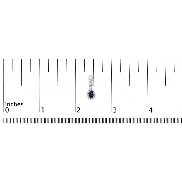 10K White Gold Pear Cut Blue Sapphire and 1/7 Cttw Diamond Infinity Drop and Dangle Earrings (I-J Color, I1-I2 Clarity)