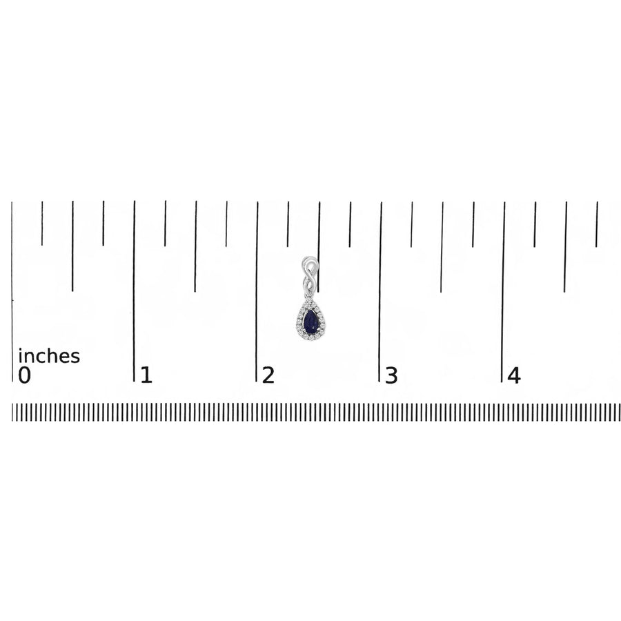 10K White Gold Pear Cut Blue Sapphire and 1/7 Cttw Diamond Infinity Drop and Dangle Earrings (I-J Color, I1-I2 Clarity)