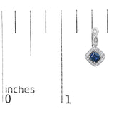 10K White Gold Blue  Sapphire and Diamond Halo Cushion Shaped Drop Earrings (I-J Color, I1-I2 Clarity)-4 thumbnail 5