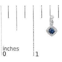 10K White Gold Blue  Sapphire and Diamond Halo Cushion Shaped Drop Earrings (I-J Color, I1-I2 Clarity)