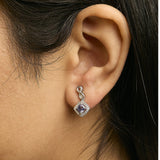 10K White Gold Blue Purple Tanzanite and Diamond Halo Cushion Shaped Drop Earrings (I-J Color, I1-I2 Clarity)-2 thumbnail 3