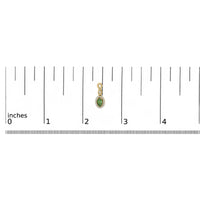 10K Yellow Gold Oval Cut Green Emerald 5x3 mm and 1/7 Cttw Round Diamond Dangle Earrings