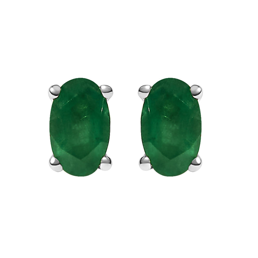 14K Gold Oval Cut Gemstone Birthstone 5x3 mm Stud Earrings