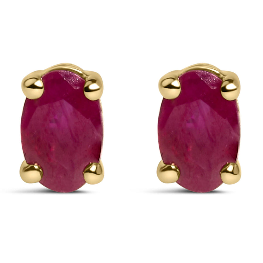 14K Gold Oval Cut Gemstone Birthstone 5x3 mm Stud Earrings