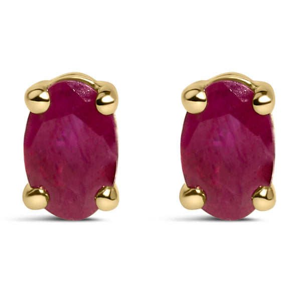 14K Gold Oval Cut Gemstone Birthstone 5x3 mm Stud Earrings