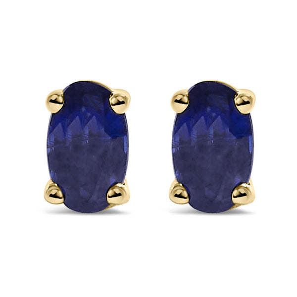 14K Gold Oval Cut Gemstone Birthstone 5x3 mm Stud Earrings