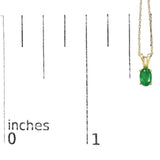 14K Yellow Gold Oval Green Emerald Solitaire Pendant Necklace - 18