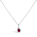10K white gold teardrop pendant necklace with ruby and diamond accent stones
