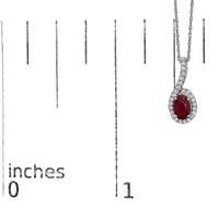 10K White Gold Red Ruby and Diamond Accent Teardrop Pendant Necklace - 18