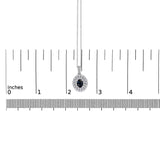 14K White Gold Oval Blue Sapphire and 3/4 Cttw Diamond Halo Pendant Necklace-4 thumbnail 5