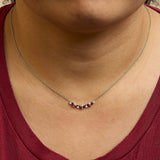 14K Yellow Gold Red Ruby and Diamond Trio Bar Line Necklace (I-J Color, SI2-I1 Clarity) - 18 inch-2 thumbnail 3