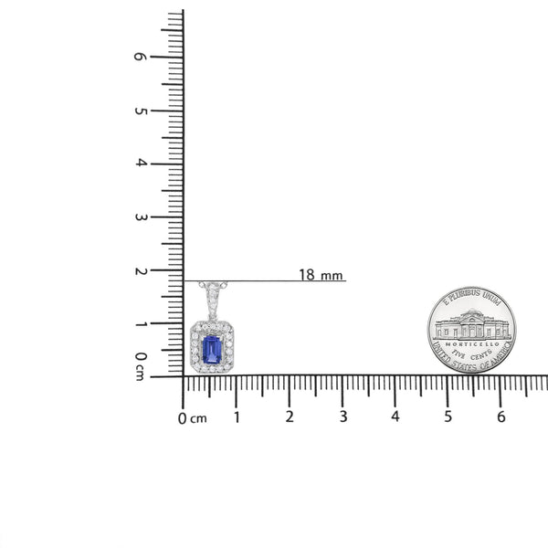 18K White Gold 1/4 Cttw Round Diamond and 6x4mm Purple Tanzanite Halo 18