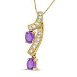 14K Yellow Gold 6x4mm Oval Pink Sapphire and 1/5 Cttw Round Diamond Pendant Necklace - (H-I Color, SI1-SI2 Clarity)-1 thumbnail 2
