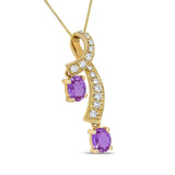 14K Yellow Gold 6x4mm Oval Pink Sapphire and 1/5 Cttw Round Diamond Pendant Necklace - (H-I Color, SI1-SI2 Clarity)-3 thumbnail 4
