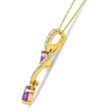 14K Yellow Gold 6x4mm Oval Pink Sapphire and 1/5 Cttw Round Diamond Pendant Necklace - (H-I Color, SI1-SI2 Clarity)-4 thumbnail 5