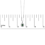 14K White Gold Oval 6x4 MM Green Emerald and Diamond Halo Pendant Necklace - 18 inch-4 thumbnail 5