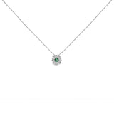 14K White Gold 3.8 MM Green Emerald and 1/3 Cttw Diamond Composite Halo 18