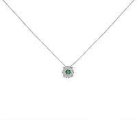 14K White Gold 3.8 MM Green Emerald and 1/3 Cttw Diamond Composite Halo 18