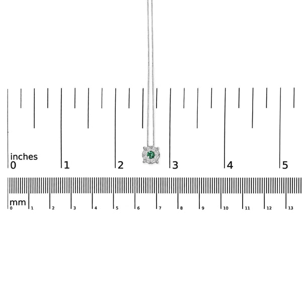 14K White Gold 3.8 MM Green Emerald and 1/3 Cttw Diamond Composite Halo 18