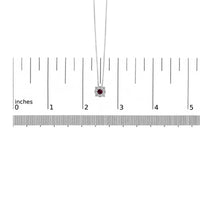 14K White Gold Red Ruby and 1/3 Cttw Diamond Halo Pendant Necklace