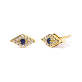 10K Yellow Gold Blue Sapphire and Diamond Accent Evil Eye Stud Earring (H-I Color, I1-I2 Clarity)-1 thumbnail 2