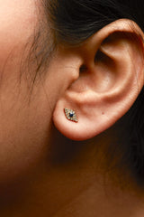 10K Yellow Gold Blue Sapphire and Diamond Accent Evil Eye Stud Earring (H-I Color, I1-I2 Clarity)-2 thumbnail 3