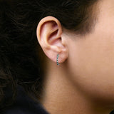 10K White Gold Alternating Emerald 1/10 Cttw Diamond Huggy Hoop Earrings (I-J Color, I1-I2 Clarity)-2 thumbnail 3