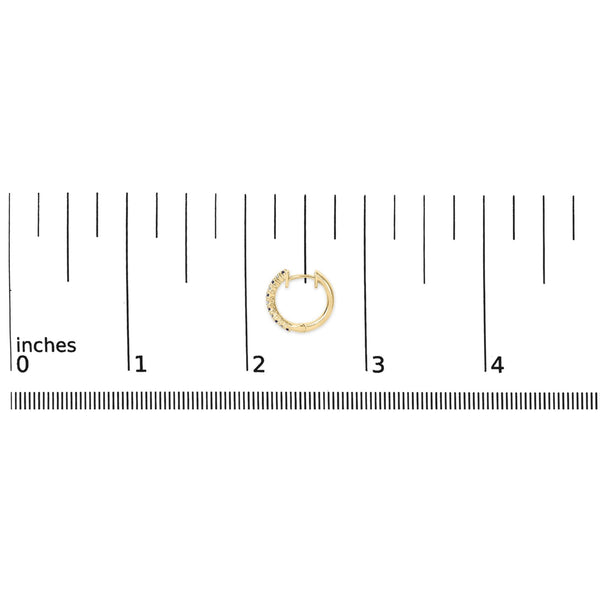 10K Yellow Gold Alternating Blue Sapphire 1/10 Cttw Diamond Huggy Hoop Earrings  (I-J Color, I1-I2 Clarity)