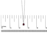 14K White Gold 6x4 Pear Red Ruby and Diamond Halo Pendant Necklace - 18