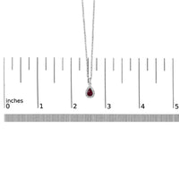 14K White Gold 6x4 Pear Red Ruby and Diamond Halo Pendant Necklace - 18