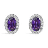 10K White Gold 5x3 MM Oval Cut Birthstone and Diamond Halo Stud Earrings (I-J Color, I1-I2 Clarity)-8 thumbnail 10