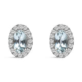 10K White Gold 5x3 MM Oval Cut Birthstone and Diamond Halo Stud Earrings (I-J Color, I1-I2 Clarity)-5 thumbnail 7